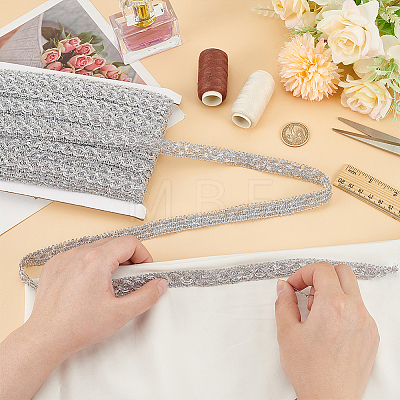 Polyester Braided Metallic Lace Trim SRIB-WH0011-180B-02-1