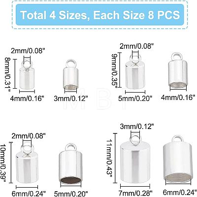 Unicraftale 304 Stainless Steel Cord Ends STAS-UN0016-50S-1