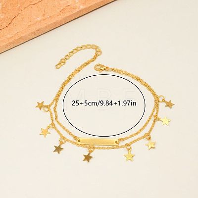 Brass Star Pendant Double Layer Anklets for Women Casual Daily Wear ZU0184-1