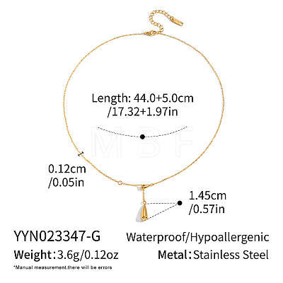 304 Stainless Steel Teardrop Pendant Lariat Necklaces for Women IX0510-1-1