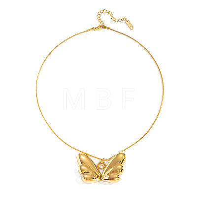 304 Stainless Steel Butterfly Wings Pendant Necklaces for Women PR3975-2-1