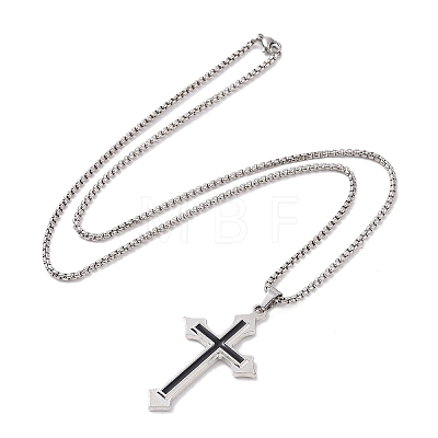 Zinc Alloy with Enamel Cross Pendant Necklaces NJEW-C034-42B-P-1