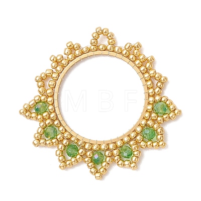 Glass Seed Beaded Flower Pendants PALLOY-MZ01237-02-1