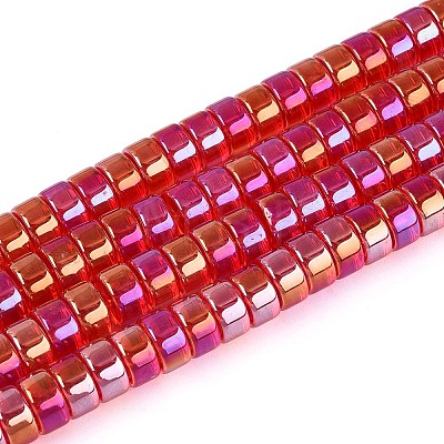 AB Color Plated Transparent Glass Beads Strands LS-GLAA-T026-4x8mm-T10-1
