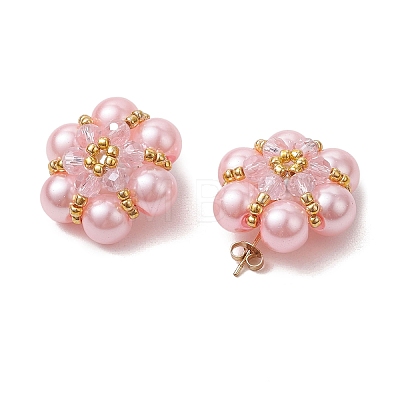 Glass Seed Beads Flower Stud Earrings EJEW-MZ00349-05-1