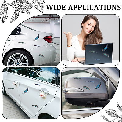 PVC Self Adhesive Feather Car Sticker DIY-WH0453-58A-1