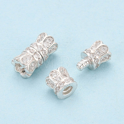 925 Sterling Silver & Clear Cubic Zirconia Screw Clasps STER-T008-78S-1