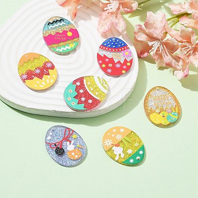 14Pcs 7 Styles Easter Egg Bunny Acrylic Pendants FIND-CJ0001-70-1
