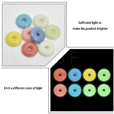16Pcs 8 Colors Synthetic Luminous Stone Pendants G-CA0001-75-1