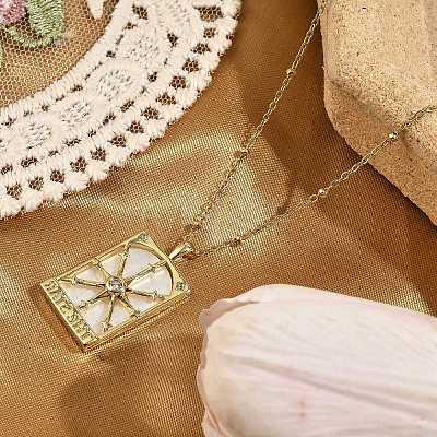 Brass Cubic Zirconia Pendant Necklaces NJEW-H051-01G-02-1