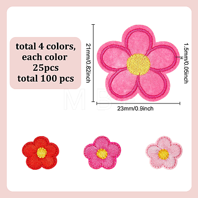 100Pcs 4 Colors Polyester Embroider Thread Iron on/Sew On Patches PATC-AR0001-19-1