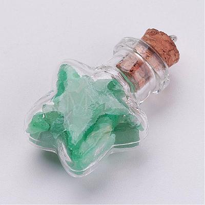 Clear Glass Bottle Natural & Synthetic Mixed Stone Pendant Decorations PALLOY-JF00294-1