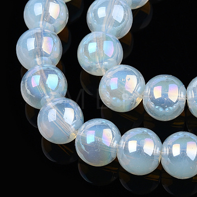 Electroplate Imitation Jade Glass Beads Strands GLAA-T032-J8mm-AB02-1