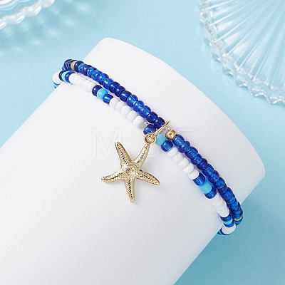 3Pcs 3 Styles Ocean Alloy Charm Bracelets Sets BJEW-MZ00338-1