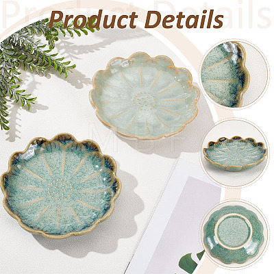   2Pcs 2 Colors Lotus Flower Shape Ceramic Dipping Dish AJEW-PH0011-66B-1