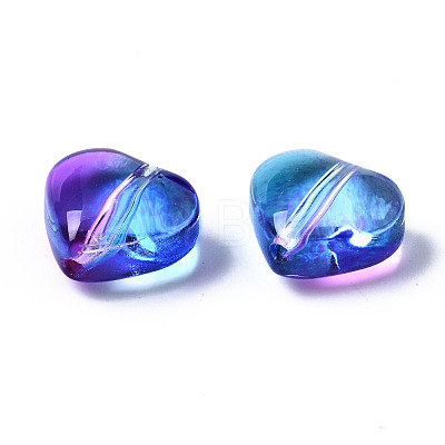Two Tone Transparent Spray Painted Glass Beads GGLA-S054-012D-02-1