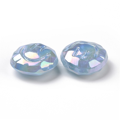 Rainbow Iridescent Plating Acrylic Beads OACR-A010-05C-1