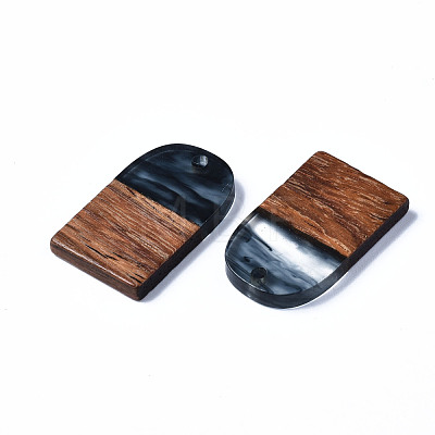 Transparent Resin & Walnut Wood Pendants RESI-T035-32D-1