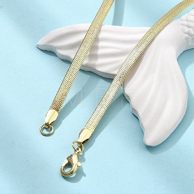 Brass Flat Snake Chain Necklaces for Women NJEW-U035-05G-1