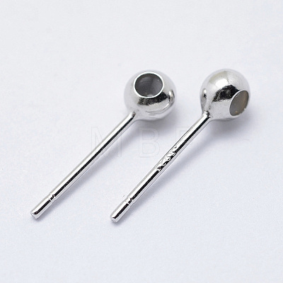 Anti-Tarnish Rhodium Plated 925 Sterling Silver Ear Stud Findings STER-I014-23P-1