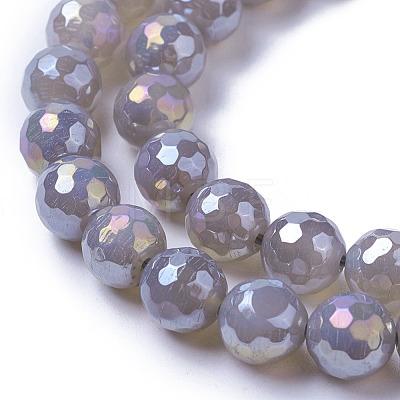 Electroplate Natural Grey Agate Beads Strands G-F627-01-C01-1