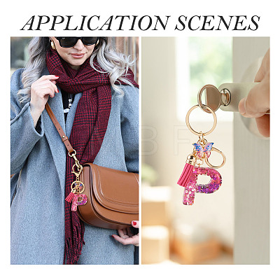 Alloy Resin Butterfly Keychains KEYC-TADJ0002-02G-P-1