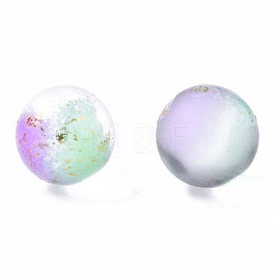 Transparent Spray Painted Frosted Glass Beads GLAA-N035-05A-05-1