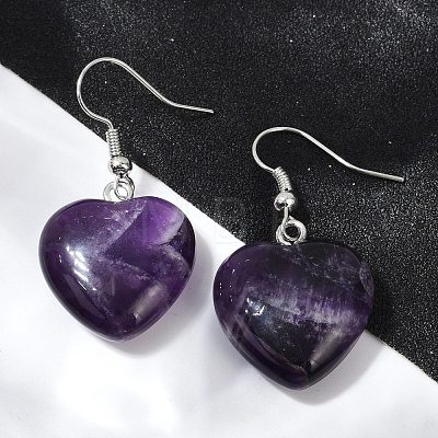 Natural Amethyst Dangle Earrings EJEW-E218-06P-1