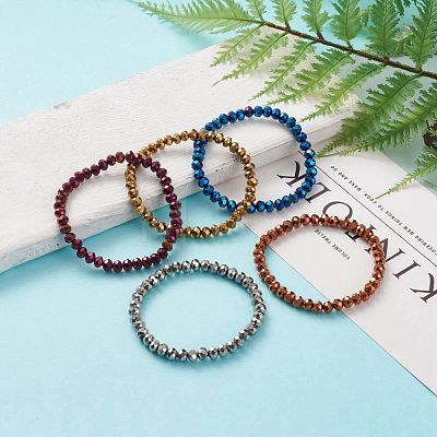 Electroplate Glass Beads Stretch Bracelets BJEW-JB05794-1
