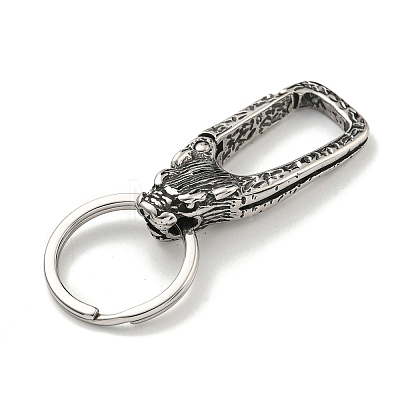 Tibetan Style 316 Surgical Stainless Steel Fittings with 304 Stainless Steel Key Ring FIND-Q101-09AS-01-1