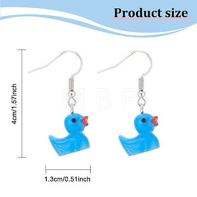 ANATTASOUL 7 Pairs 7 Style 3D Duck Resin Dangle Earrings EJEW-AN0002-41-1