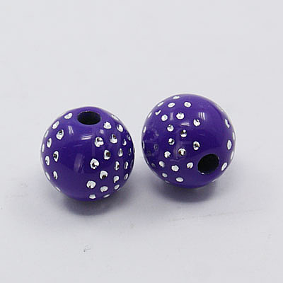 Metal Enlaced Round Acrylic Beads PACR-MSMC001-02-1