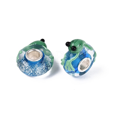 3D Lampwork & Brass Core European Beads FOIL-Q004-01A-1