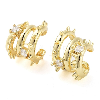 Brass Micro Pave Cubic Zirconia Cuff Earrings for Women EJEW-D086-11G-1