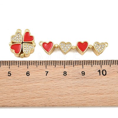 Brass Micro Pave Clear Cubic Zirconia and Enamel Connector Charms AL-CBA6E16-01G-A-1