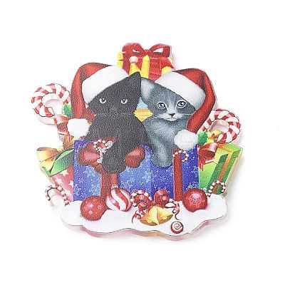 Christmas Cat Shape Acrylic Pendant Decoration HJEW-E007-01G-02-1