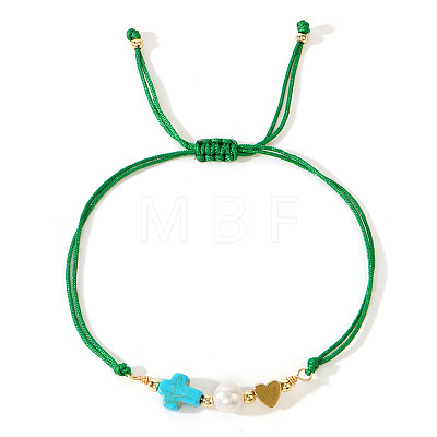 Freshwater Pearl & Turquoise Beads Link Bracelets GE3898-2-1