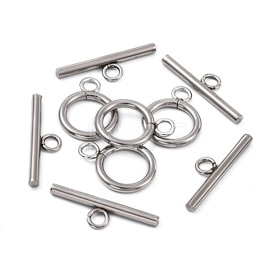 Stainless Steel Ring Toggle Clasps STAS-Q179-01-1