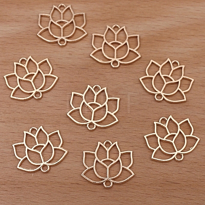 Alloy Hollow Lotus Flower Links Connector Charms PW-WG102FB-03-1