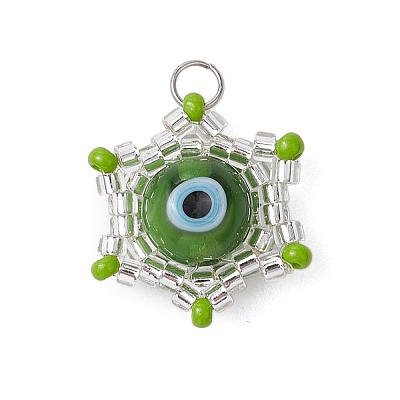 Beaded Star Eye Charms PALLOY-MZ00574-03-1