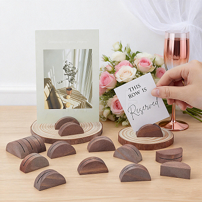 100Pcs Half Round Wood Name Card Holder DJEW-WA0001-07B-1
