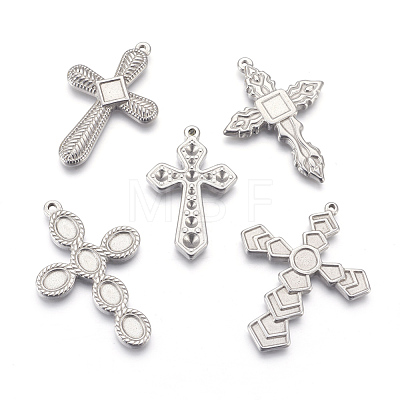 Tarnish Resistant 304 Stainless Steel Pendants Rhinestone/Cabochon Setting STAS-E445-18-1