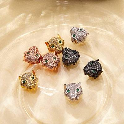 8Pcs 4 Color Rack Plating Hollow Brass Micro Pave Cubic Zirconia Beads sgZIRC-SZ0001-02-RS-1