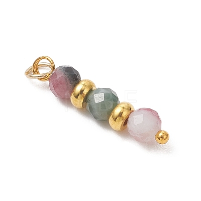 Natural Colorful Tourmaline Faceted Round Pendants PALLOY-JF04907-1