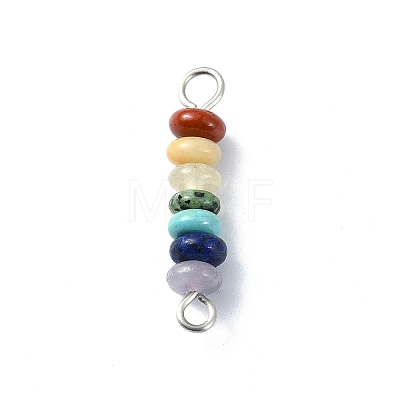 7 Chakra Gemstone Beaded Connector Charms PALLOY-JF02531-01-1