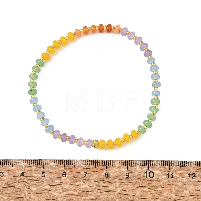Dyed Natural White Jade Rondelle Beads Stretch Bracelets for Women BJEW-JB14235-02-1