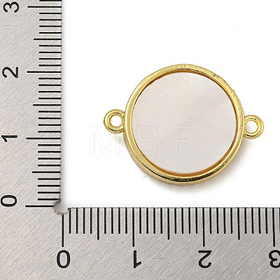 Rack Plating Brass Micro Pave Clear Cubic Zirconia Flat Round Connector Charms KK-I718-47G-01-1