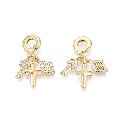 Brass Micro Pave Clear Cubic Zirconia European Dangle Charms KK-N287-33D-G-1