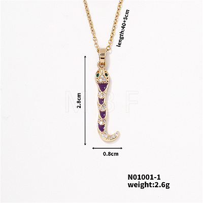 Trendy Snake Pendant Necklace MU5587-1-1