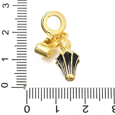 Brass Enamel Badminton European Dangle Charms KK-C087-11G-01-1